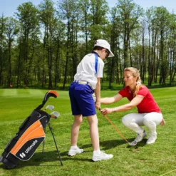 Kinder Komplettes Golf-Schlägerset Rechtshänder Golfset für Kinder von 8-10 Jahren Orange