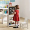Kinderkunsttisch- & Stuhl-Set Kindertisch mit Staffelei & Stuhl Whiteboard & Kreidetafel Grau