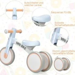 Kinder Laufrad Balance Fahrrad Balance Bike Kinderlaufrad Lauflernrad Dreirad ohne Pedal für Kinder Blau