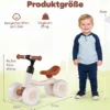 Kinder Laufrad mit 4 Leuchtenden Rädern Lauflernrad ohne Pedale mit 45° Lenkeinschlagsbegrenzung Weiß