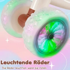 Kinder Laufrad mit 4 Leuchtenden Rädern Lauflernrad ohne Pedale mit 45° Lenkeinschlagsbegrenzung Weiß