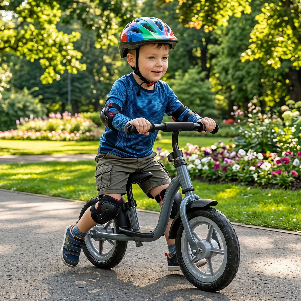 Kinderlaufrad mit Mehrfach Verstellbarem Sattel & Lenker für Kinder ab 3 Jahren Blau