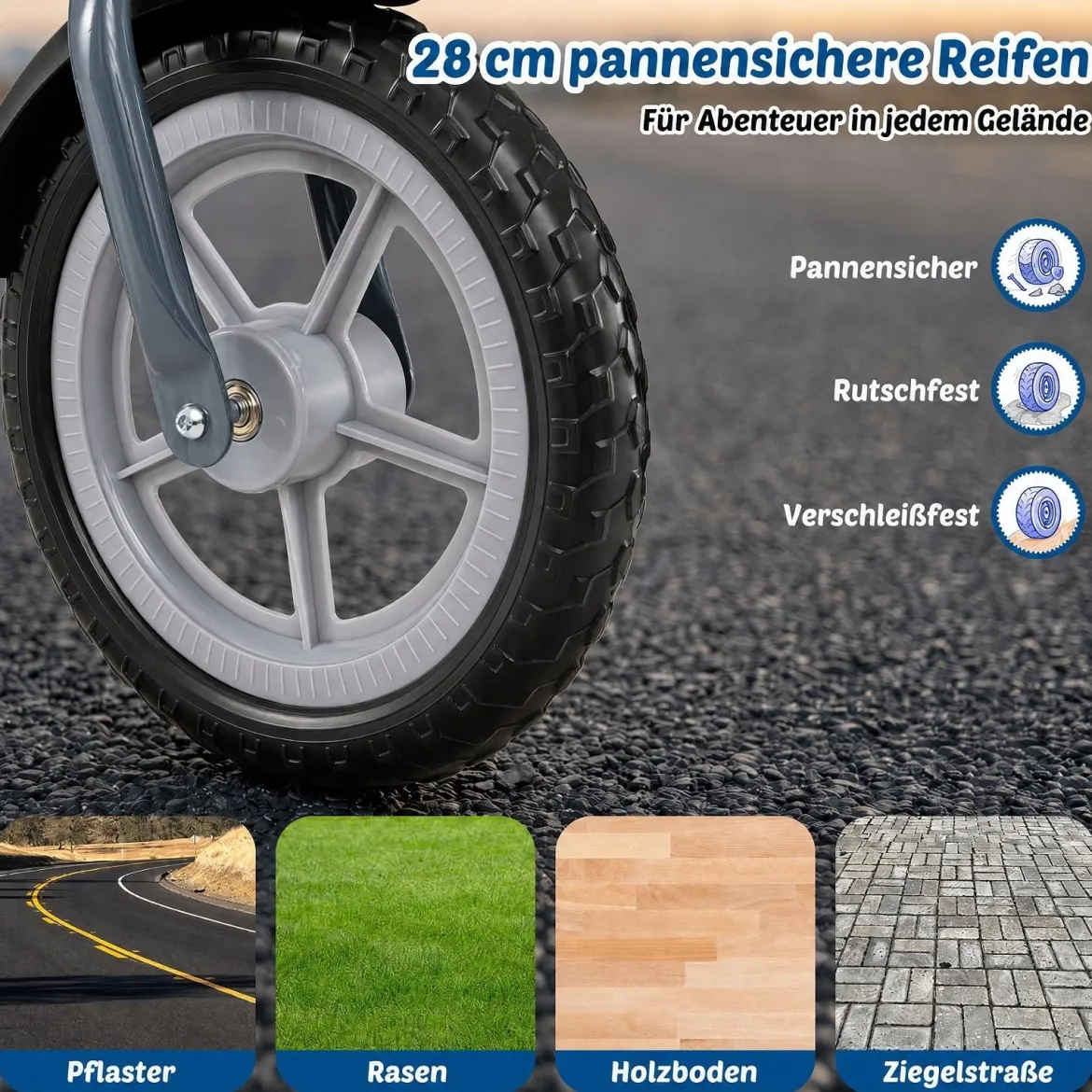Kinderlaufrad mit Mehrfach Verstellbarem Sattel & Lenker für Kinder ab 3 Jahren Blau