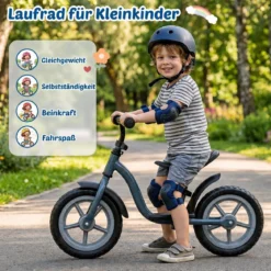 Kinderlaufrad mit Mehrfach Verstellbarem Sattel & Lenker für Kinder ab 3 Jahren Blau