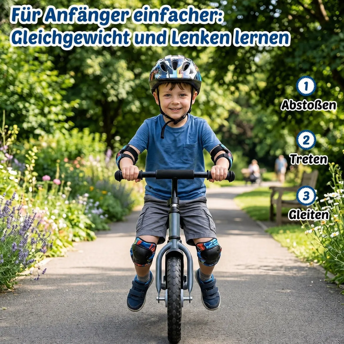 Kinderlaufrad mit Mehrfach Verstellbarem Sattel & Lenker für Kinder ab 3 Jahren Blau