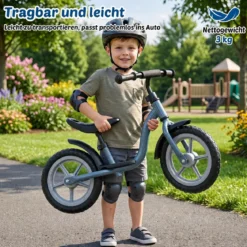 Kinderlaufrad mit Mehrfach Verstellbarem Sattel & Lenker für Kinder ab 3 Jahren Blau