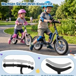 Kinderlaufrad mit Mehrfach Verstellbarem Sattel & Lenker für Kinder ab 3 Jahren Blau