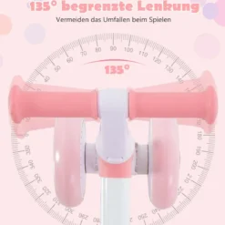 Kinder Laufrad mit Verstellbarer Sitzhöhe & Klappbarem Design Lauflernrad ab 1 Jahre Rosa