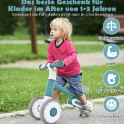 Kinder Laufrad mit Verstellbarer Sitzhöhe & Klappbarem Design Lauflernrad ab 1 Jahre Blau