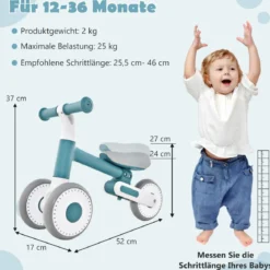 Kinder Laufrad mit Verstellbarer Sitzhöhe & Klappbarem Design Lauflernrad ab 1 Jahre Blau