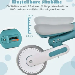 Kinder Laufrad mit Verstellbarer Sitzhöhe & Klappbarem Design Lauflernrad ab 1 Jahre Blau