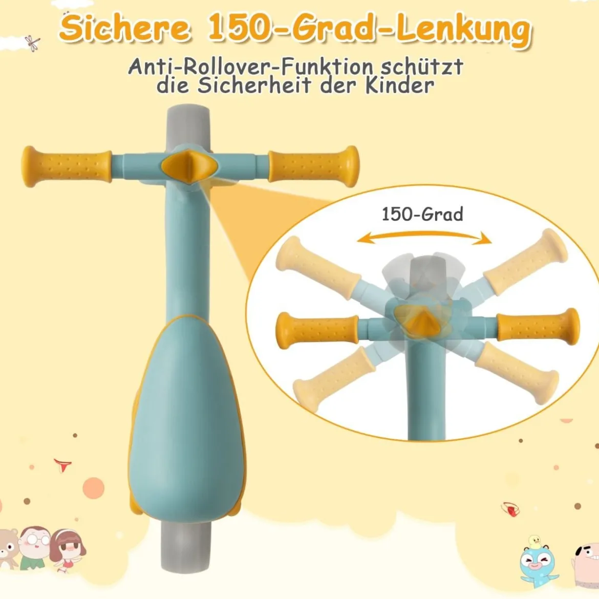 Kinder Laufrad ohne Pedal Höhenverstellbares Lauflernrad mit Begrenzter Lenkung & 2 Rädern Blau