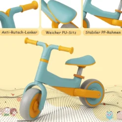 Kinder Laufrad ohne Pedal Höhenverstellbares Lauflernrad mit Begrenzter Lenkung & 2 Rädern Blau