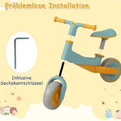 Kinder Laufrad ohne Pedal Höhenverstellbares Lauflernrad mit Begrenzter Lenkung & 2 Rädern Blau