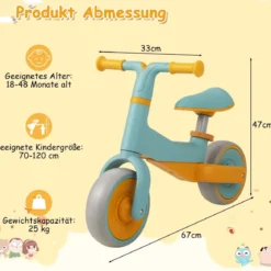 Kinder Laufrad ohne Pedal Höhenverstellbares Lauflernrad mit Begrenzter Lenkung & 2 Rädern Blau