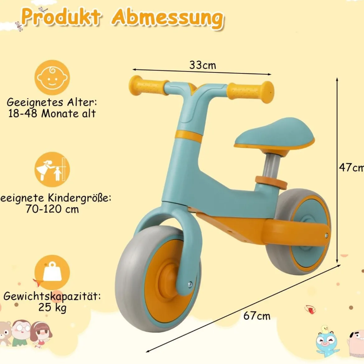 Kinder Laufrad ohne Pedal Höhenverstellbares Lauflernrad mit Begrenzter Lenkung & 2 Rädern Blau