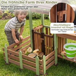 Kinder Matschküche Holz Gartenspielküche mit Pflanzkasten & 2 Blumentöpfen für Kinder ab 3 Jahren