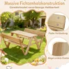 Kinder Picknicktisch Outdoor Kindersitzgruppe mit Tisch & 2 Sitzbänken Holz Kindersitzgarnitur