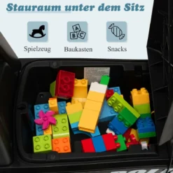 Kinder Polizei Rutschauto mit Stauraum unter dem Sitz & Megaphon & Warnlicht Kinderauto Schwarz