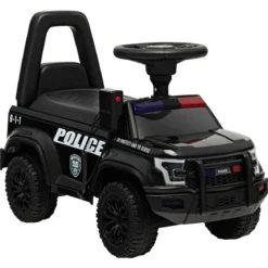 Kinder Polizei Rutschauto mit Stauraum unter dem Sitz & Megaphon & Warnlicht Kinderauto Schwarz