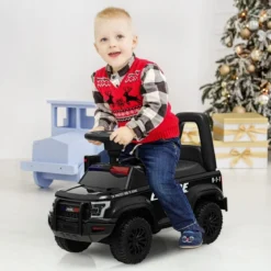 Kinder Polizei Rutschauto mit Stauraum unter dem Sitz & Megaphon & Warnlicht Kinderauto Schwarz