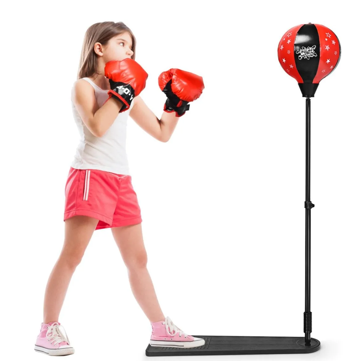 Kinder Punchingball 85-130cm höhenverstellbar Standboxball Boxset Boxsack Set