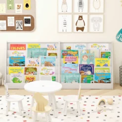 Kinderregal mit 5 Fächern Kinder Bücherregal Zeitungsständer Aufbewahrungsregal Weiß