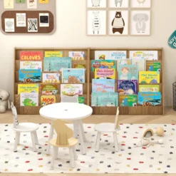 Kinderregal mit 5 Fächern Kinder Bücherregal Zeitungsständer Aufbewahrungsregal Natur