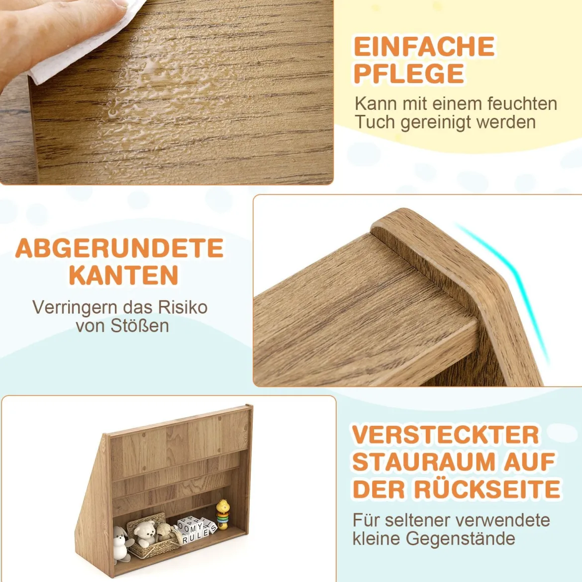 Kinderregal mit 5 Fächern Kinder Bücherregal Zeitungsständer Aufbewahrungsregal Natur