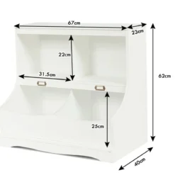 Kinderregal mit 4 Fächern Spielzeugregal Bücherregal für Kinder 67 x 40 x 62 cm Weiß