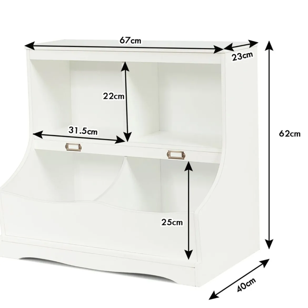 Kinderregal mit 4 Fächern Spielzeugregal Bücherregal für Kinder 67 x 40 x 62 cm Weiß