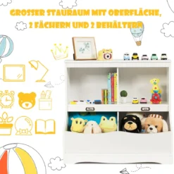 Kinderregal mit 4 Fächern Spielzeugregal Bücherregal für Kinder 67 x 40 x 62 cm Weiß