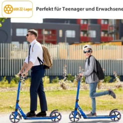 Kinder Roller klappbar mit Leuchten Scooter höhenverstellbar mit Tragegurt