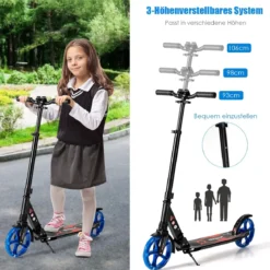 Kinder Roller klappbar mit Leuchten Scooter höhenverstellbar mit Tragegurt