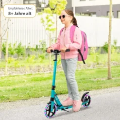 Kinder Roller klappbar mit Leuchten Scooter höhenverstellbar mit Tragegurt