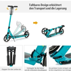 Kinder Roller klappbar mit Leuchten Scooter höhenverstellbar mit Tragegurt
