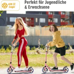 Kinder Roller klappbar mit Leuchten Scooter höhenverstellbar mit Tragegurt