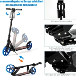 Kinder Roller klappbar mit Leuchten Scooter höhenverstellbar mit Tragegurt