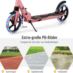 Kinder Roller klappbar mit Leuchten Scooter höhenverstellbar mit Tragegurt