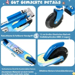 Kinder Roller Scooter mit LED-Räder & Klappbar Lenker Höhenverstellbar Tretroller Kinderroller