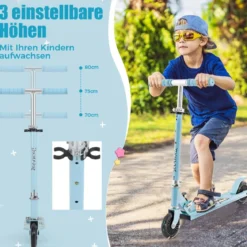 Kinder Roller Scooter mit LED-Räder & Klappbar Lenker Höhenverstellbar Tretroller Kinderroller