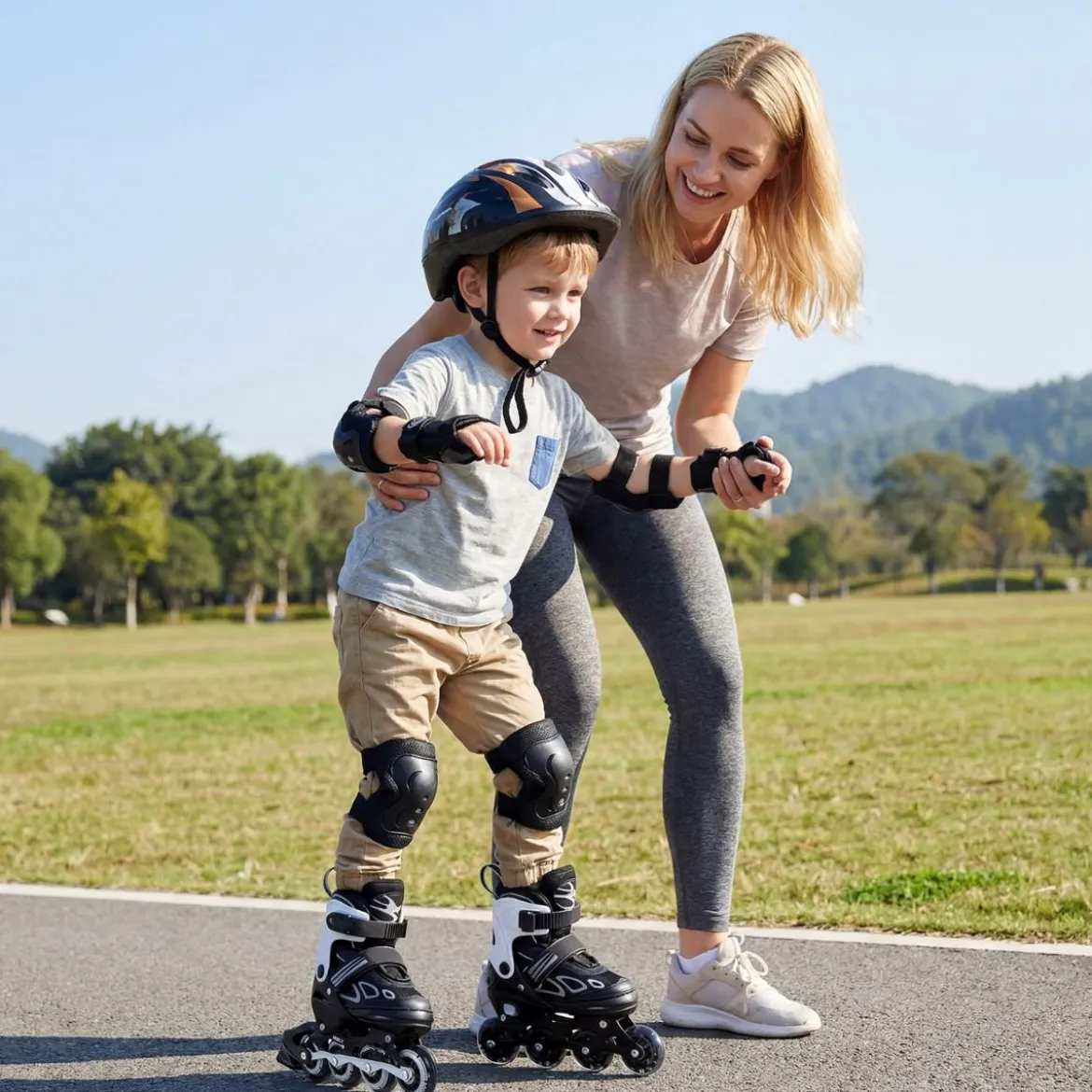 Kinder Rollschuhe 4 Größen Verstellbar Inline Roller Skates mit Leuchtenden Rädern M (EU 32-36)