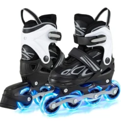 Kinder Rollschuhe 4 Größen Verstellbar Inline Roller Skates mit Leuchtenden Rädern M (EU 32-36)