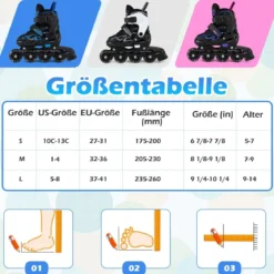 Kinder Rollschuhe 4 Größen Verstellbar Inline Roller Skates mit Leuchtenden Rädern M (EU 32-36)