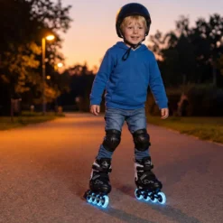 Kinder Rollschuhe 4 Größen Verstellbar Inline Roller Skates mit Leuchtenden Rädern M (EU 32-36)