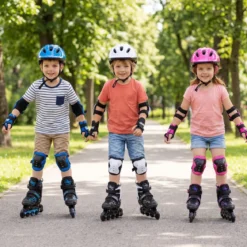 Kinder Rollschuhe 4 Größen Verstellbar Inline Roller Skates mit Leuchtenden Rädern S (EU 27-31)