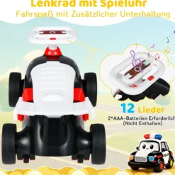 Kinder Rutschauto Fuß-zum-Boden Rutschfahrzeug mit Musik & Stauraum unter dem Sitz Kinderfahrzeug Polizei