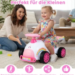 Kinder Rutschauto Fuß-zum-Boden Rutschfahrzeug mit Musik & Stauraum unter dem Sitz Kinderfahrzeug Einhornthema
