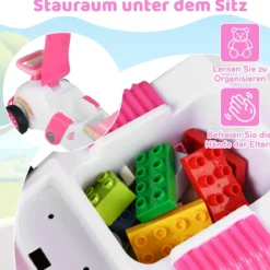 Kinder Rutschauto Fuß-zum-Boden Rutschfahrzeug mit Musik & Stauraum unter dem Sitz Kinderfahrzeug Einhornthema
