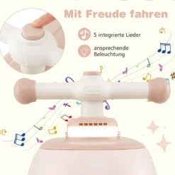 Kinder Rutschauto mit Anhänger & Licht & Stauraum unter dem Sitz Bodenrutscher Beige